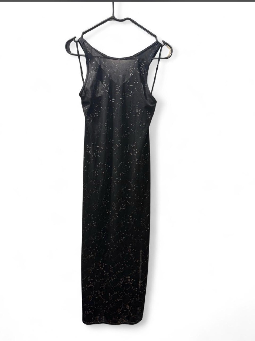 Black Floral Maxi Slip Dress - Sleek Women's Evening Dress